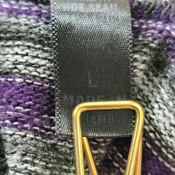 AB Studio Womens Poncho Cape Sz L Pull Over Knit Sweater Purple Black & Grey - Picture 11 of 11